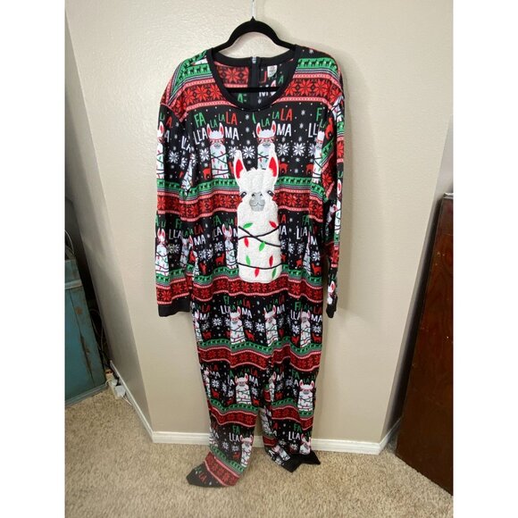 Dec 25th Christmas Light-Up Llama Holiday Onesie Pajamas XXL Festive Polyester - Picture 3 of 9